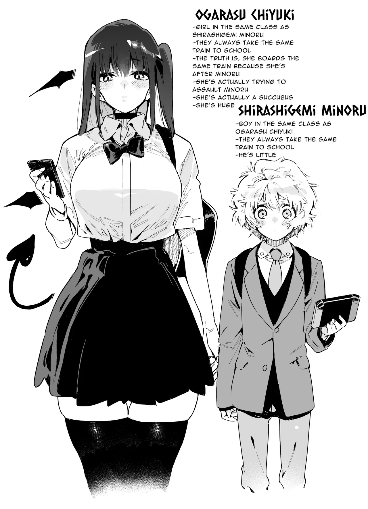 Classmate no Joshi Inma ni Tsuugakuchuu no Denshanai de Osowarechau Danshi no Hanashi | The Naughty Succubus Fondles Her Classmate on the Train to School page 3 full