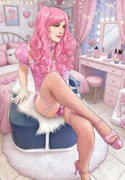 Sissy kayla  chastity cage latex and pink