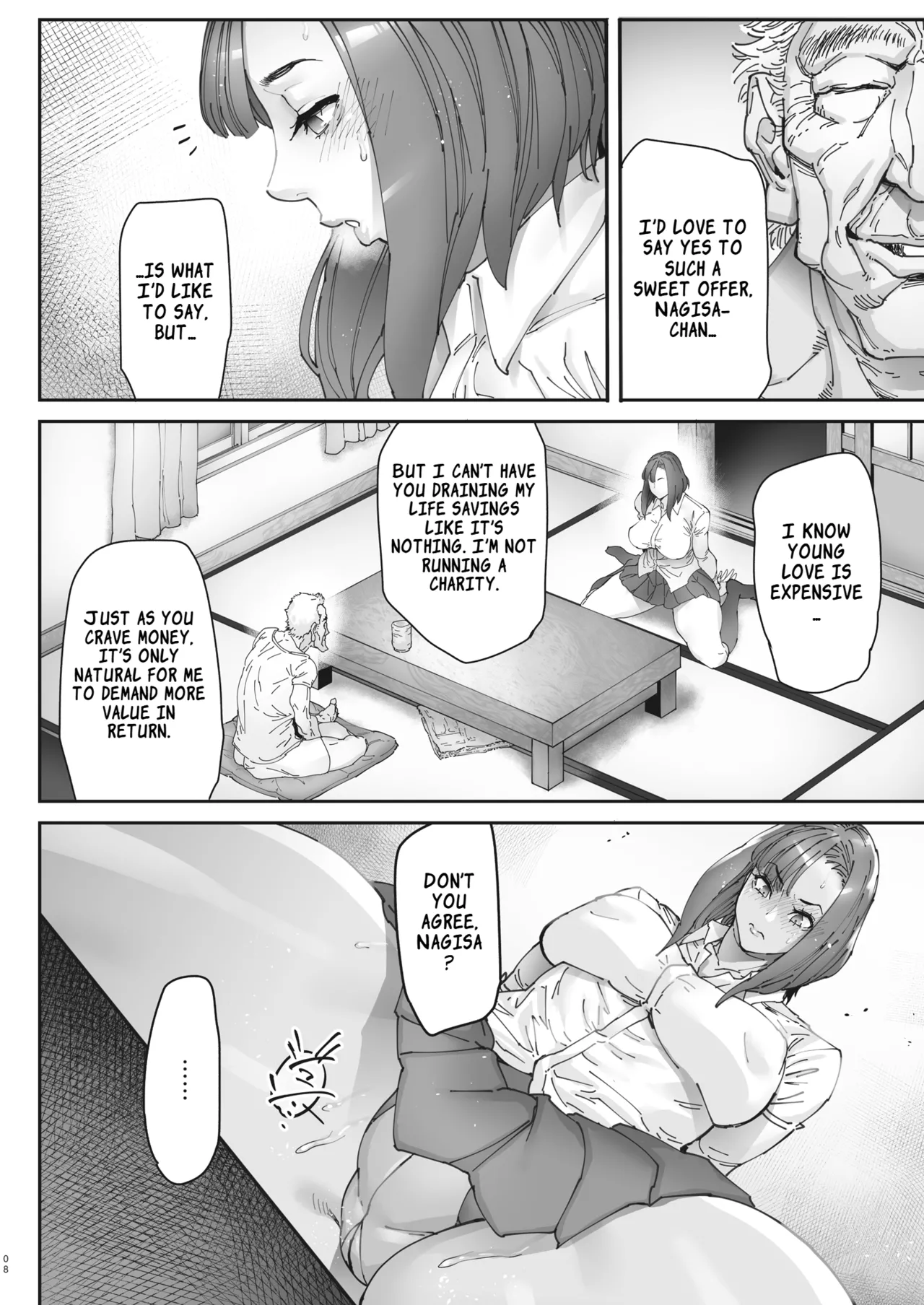 Zoku - Kaigo Beit de Roujin no Gouin na Yokkyuu to Okane no Mae ni Chitai o Sarasu JK | The High School Girl Who Exposes Her Shame in the Face of a Senior’s Forceful Desires and Money at Her Care‑Work Part‑Time Job page 7 full