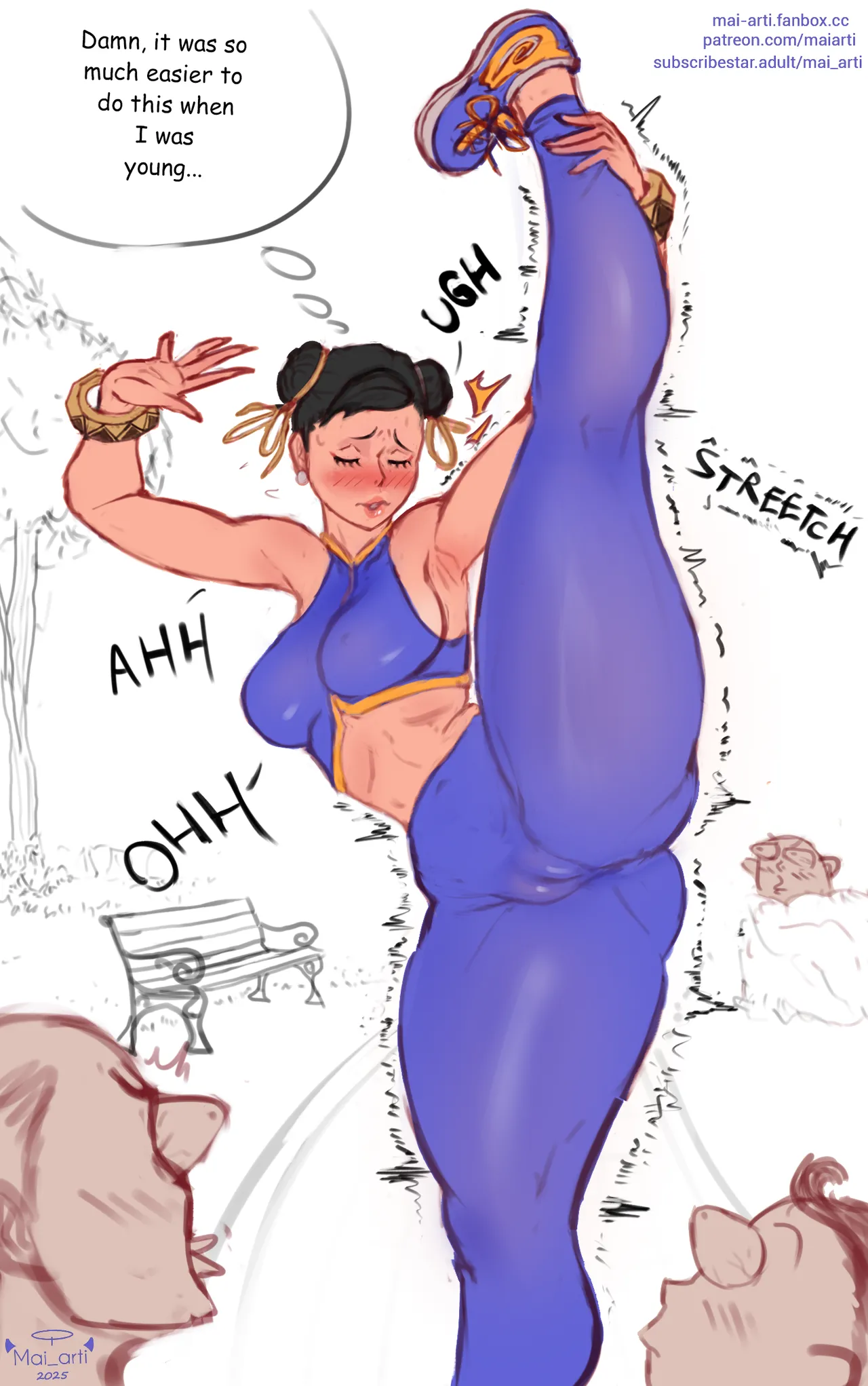 Old people exercising in the park in the morning - A Chun-Li comic page 8 full