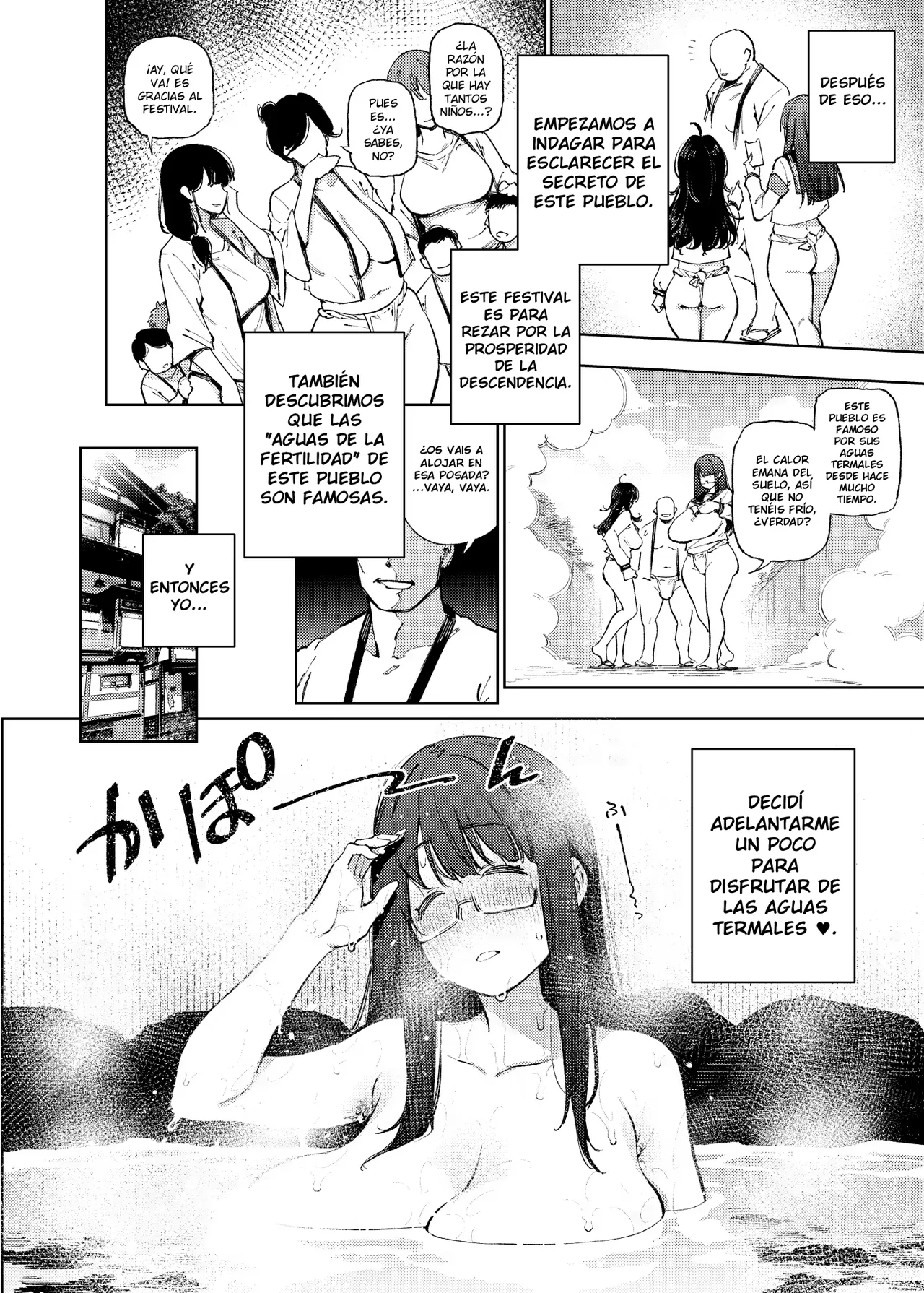 Himitsu Meikyuu Circle׃ Kodakara Onsen de no Rankou Tanetsuke Taiken Houkoku｜El Club de los Desveladores de Misterios׃ Informe de campo sobre la experiencia de orgía de inseminación en las aguas termales de la fertilidad page 9 full