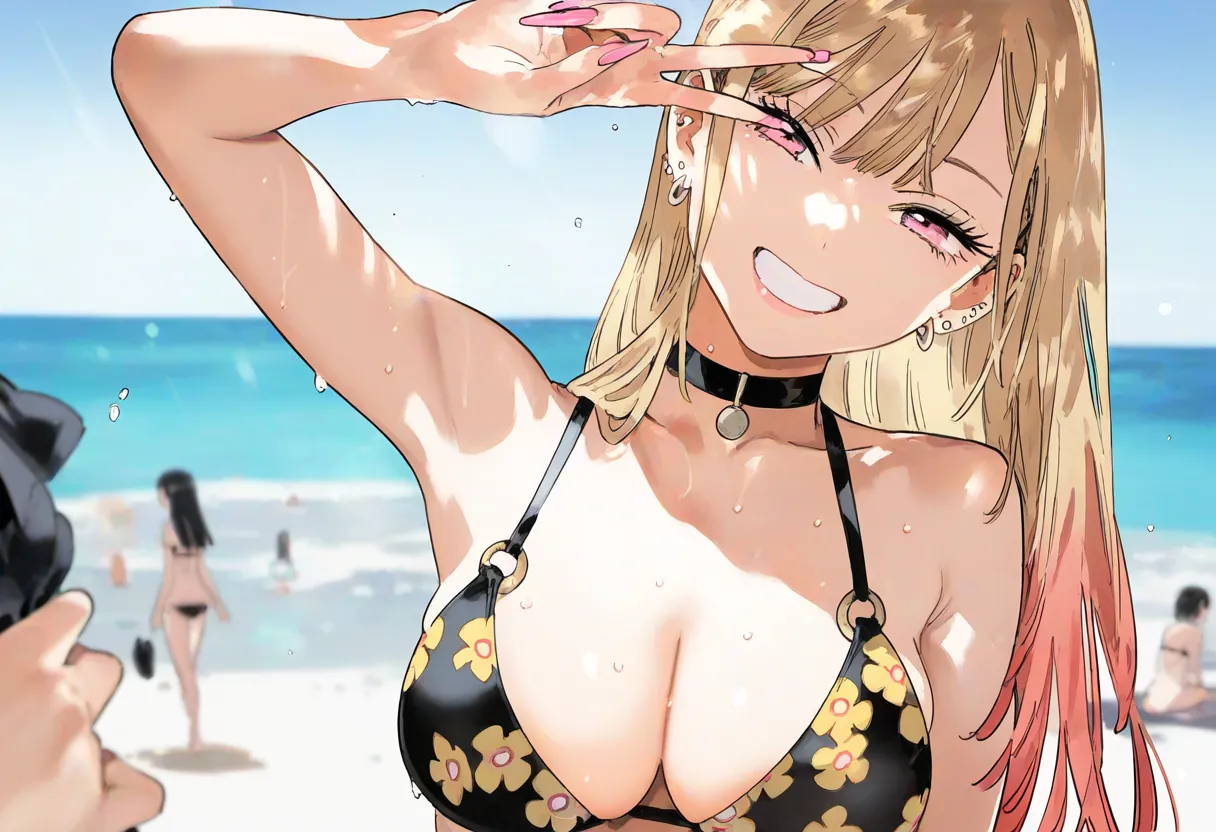 【cl-_-lo】【AI Generated】海で美人JKに媚薬をたっぷり塗ってチ○ポで即ハメしたらアヘ顔 page 1 full