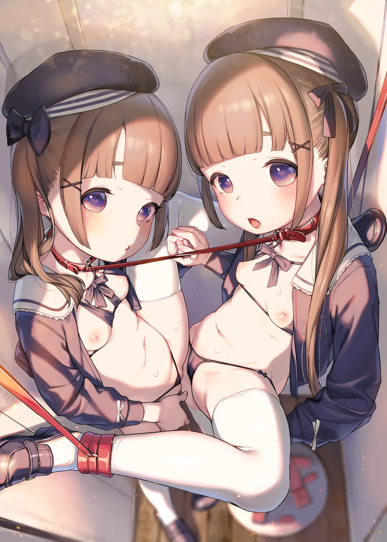 首輪で繋がれたままの双子ちゃん仲良し4P♥ page 2 full