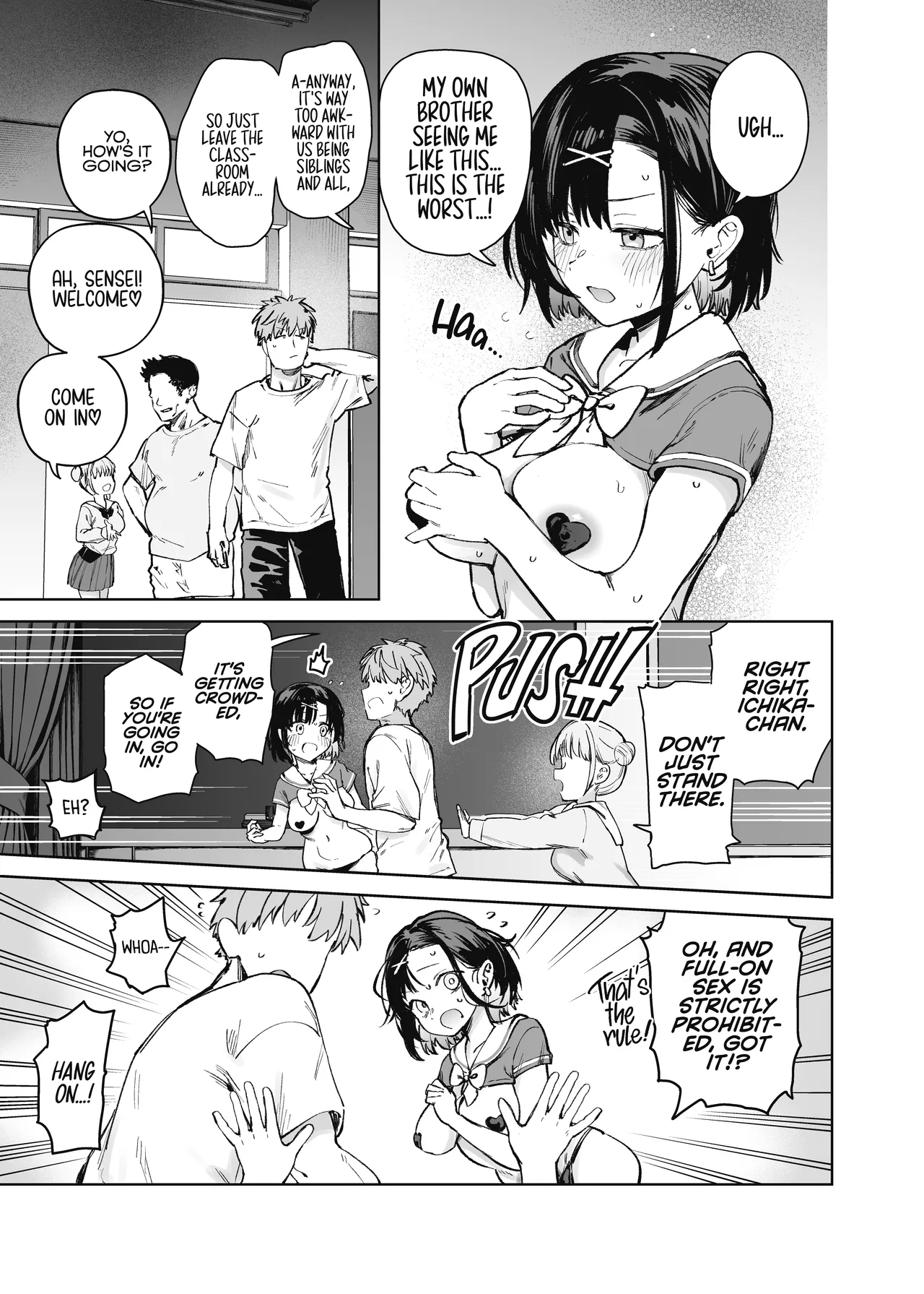 2-nen C-gumi Gakuen Oppabu no Cast ni Imouto ga Ita | My Little Sister Was a Hostess at Class 2-C's School Festival Boobs Bar page 9 full
