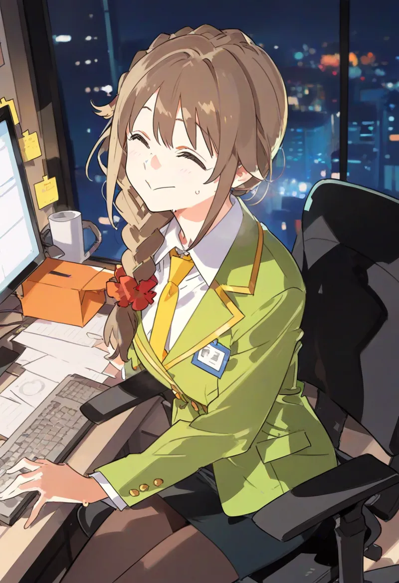 【cl-_-lo】【AI Generated】 真面目で愛嬌のある事務員が飲み会の翌日に無断欠勤する話 page 4 full