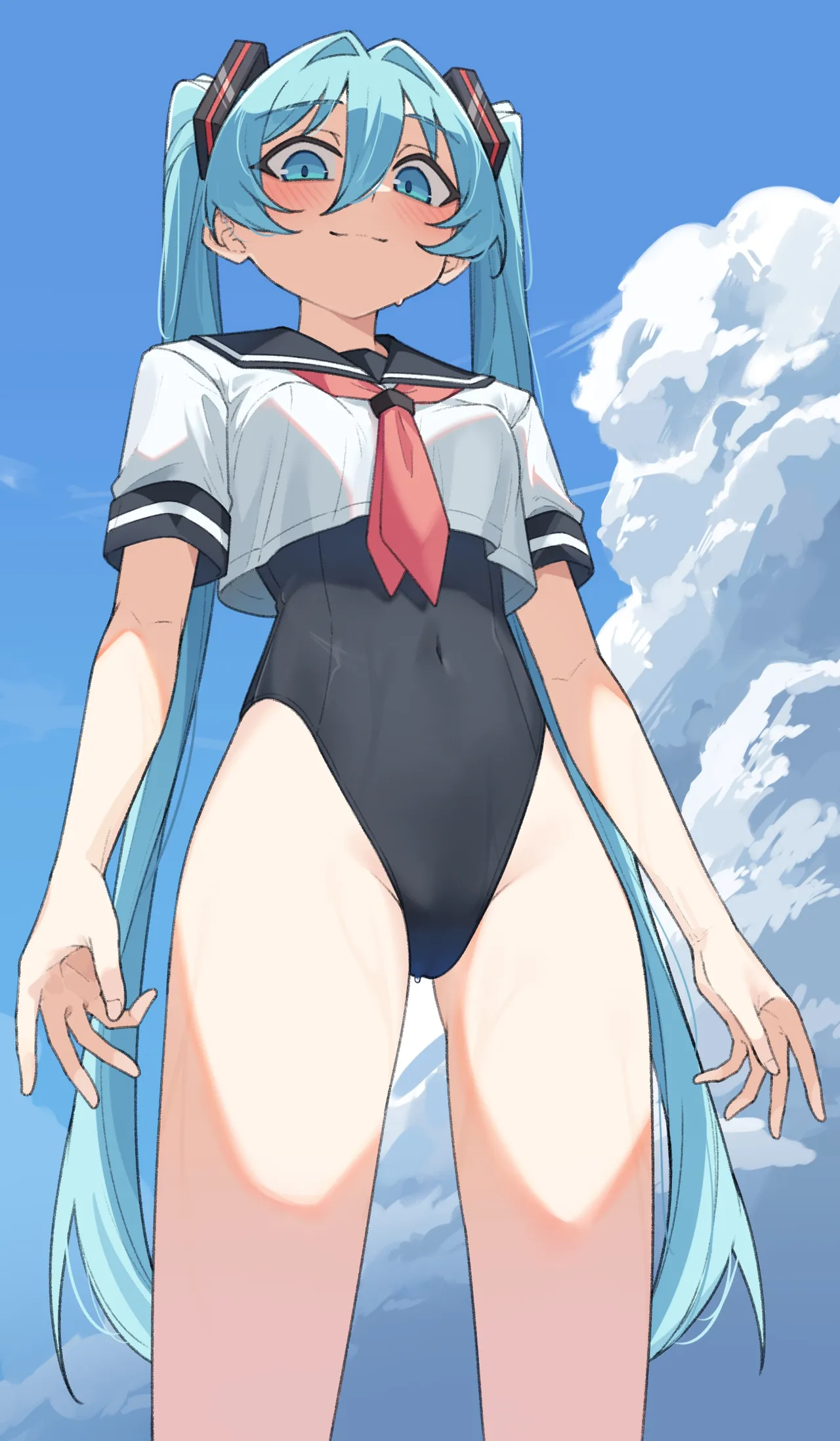 スク水セーラーっていいですよねって感じのミクさん page 1 full