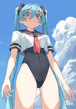 スク水セーラーっていいですよねって感じのミクさん