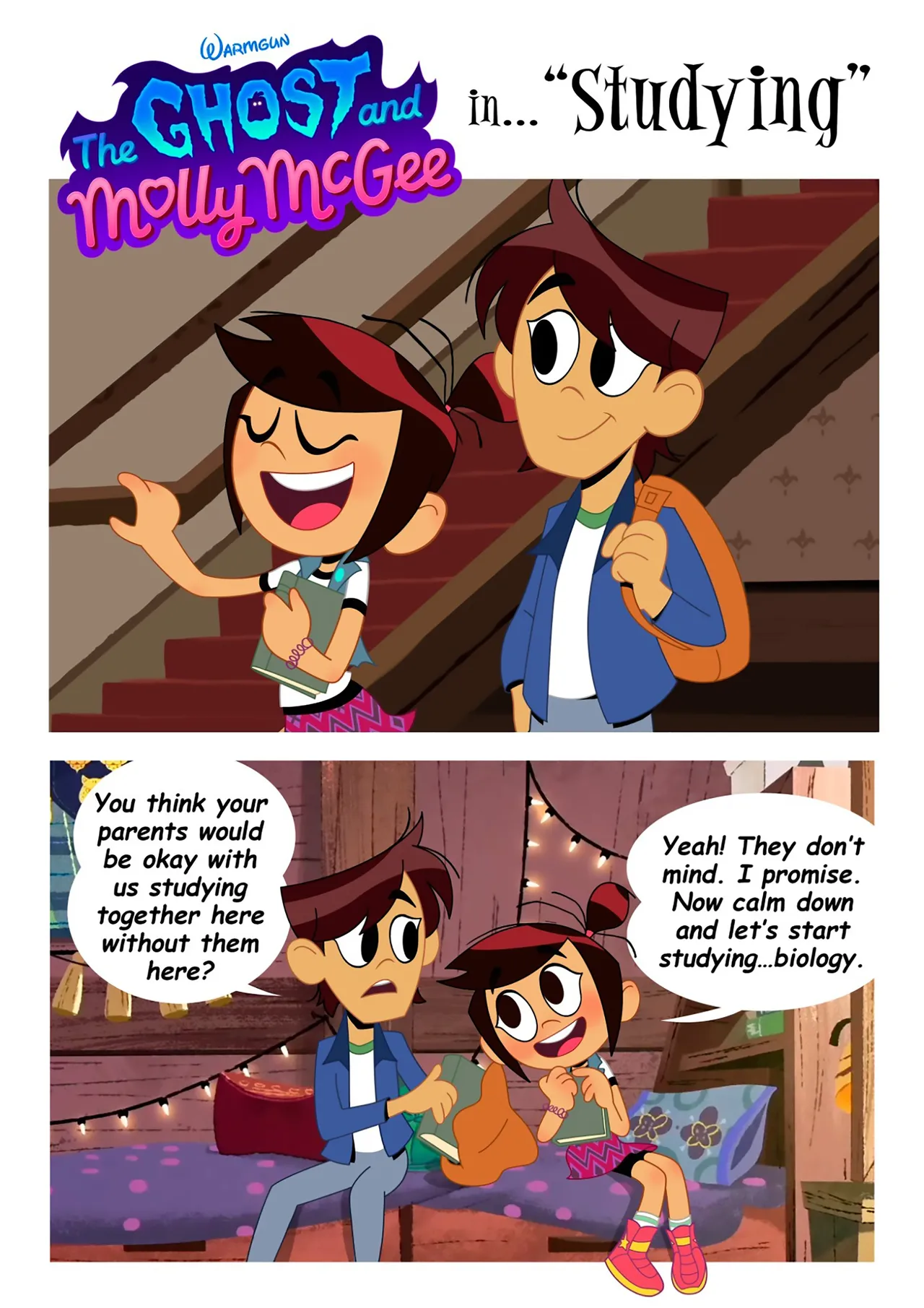 Molly and Ollie in "Studying" page 1 full