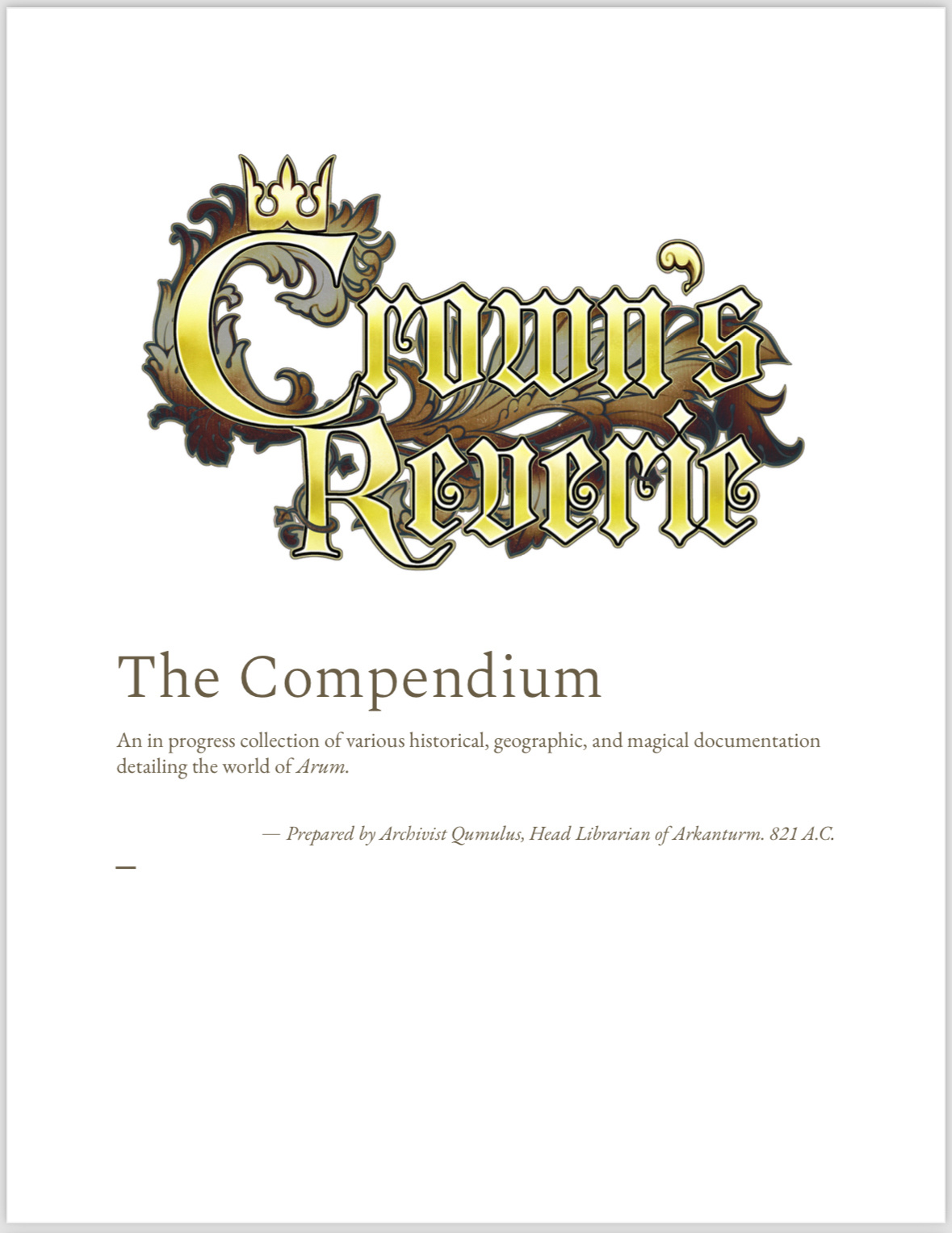 Crown’s Reverie Concept page 1 full