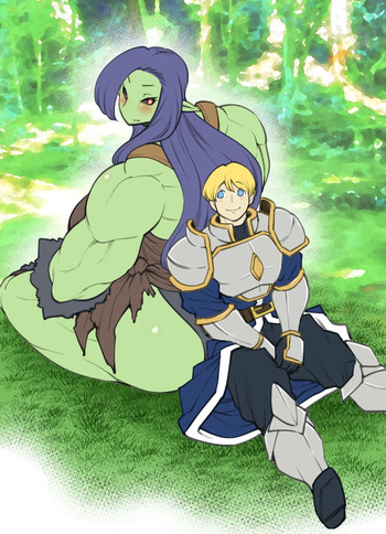 - Female Ork and Man Knight cover