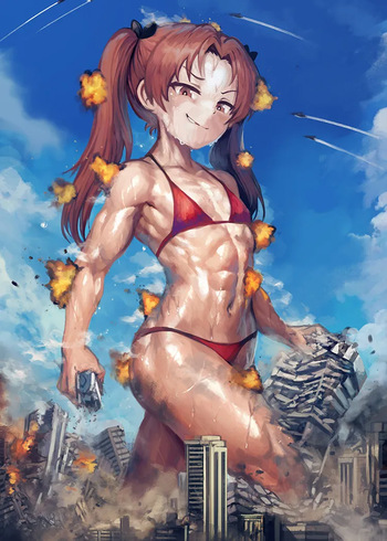 Girls und Panzer characters are muscular women cover