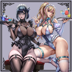 High-Leg Maid Girls Mizer & Arisa