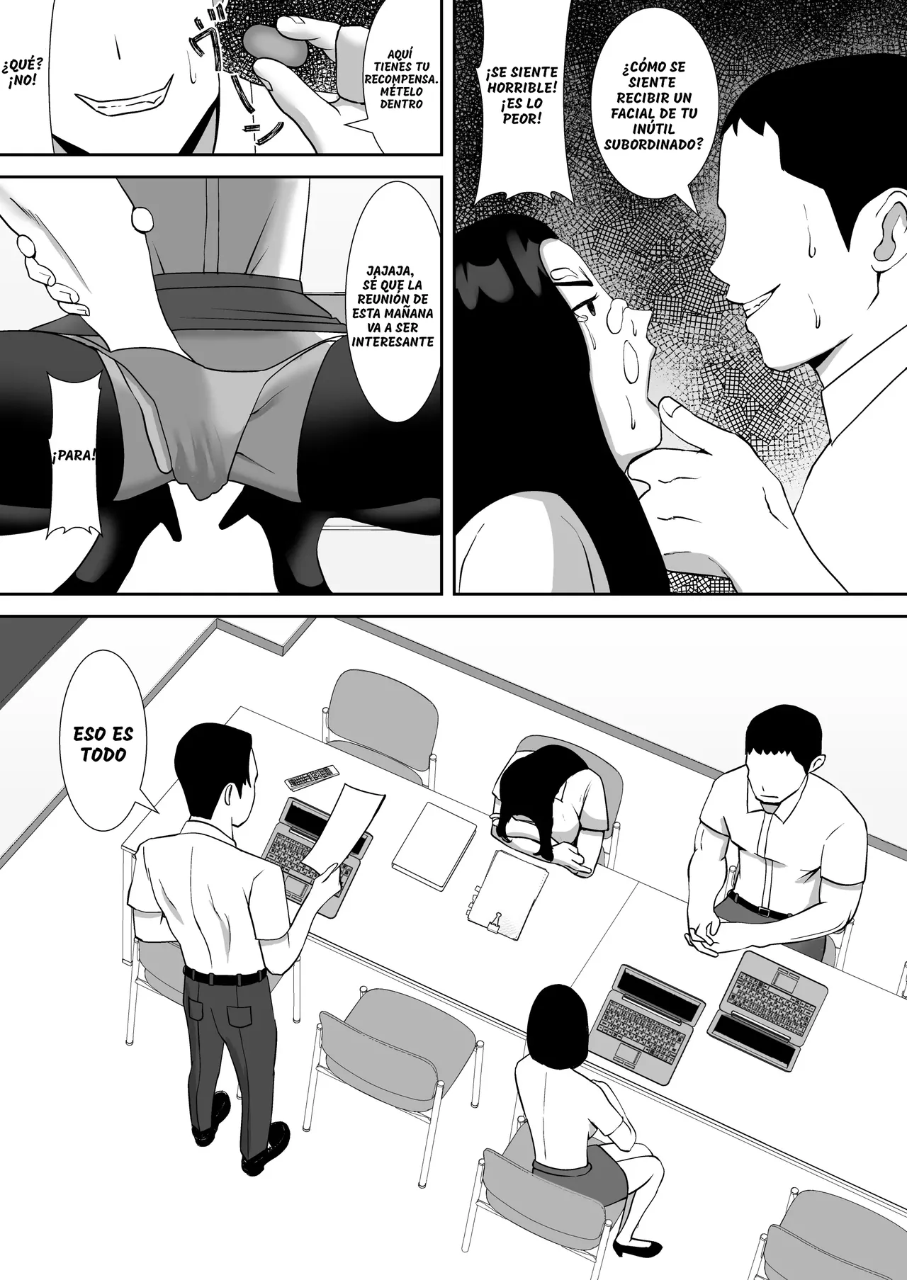 Ore no Koto o Gomi Atsukai Suru Mucchimuchi no Hitozuma Onna Joushi ga Ochiru made｜Haciendo que mi Molesta Jefa, quien me Trata como Basura, Sucumba ante mi Polla page 9 full