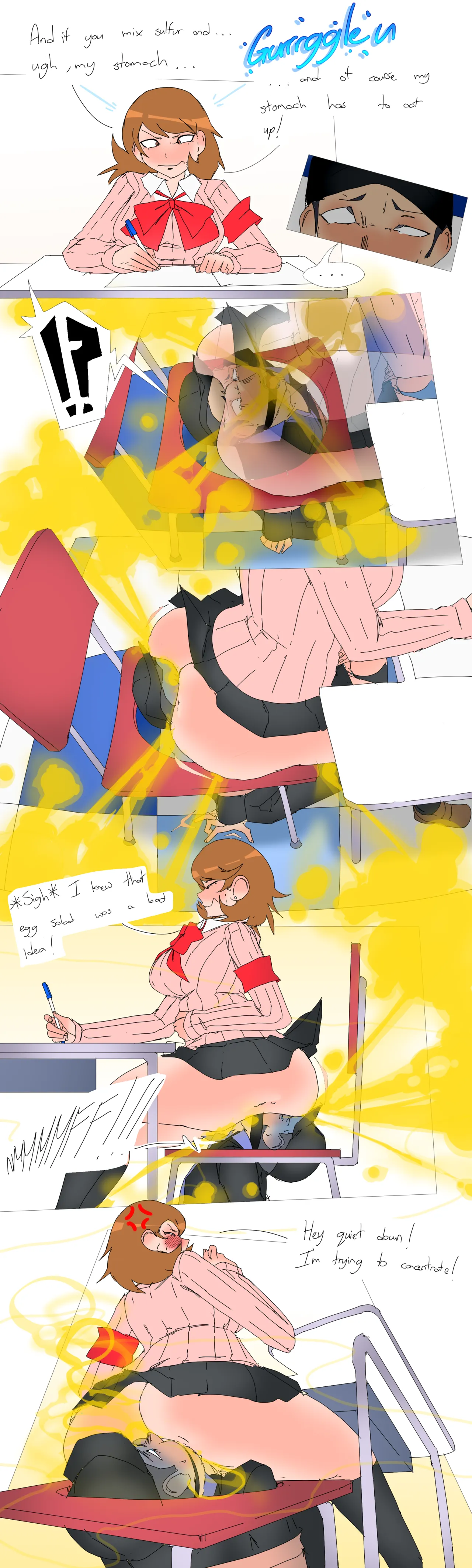 Junpei being used as a Chair by Persona 3 Girls page 1 full