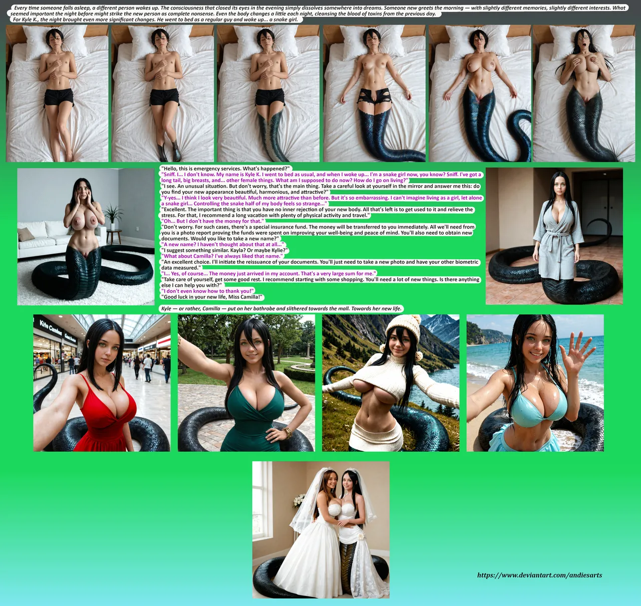 Short naga transformation comic + source images page 1 full