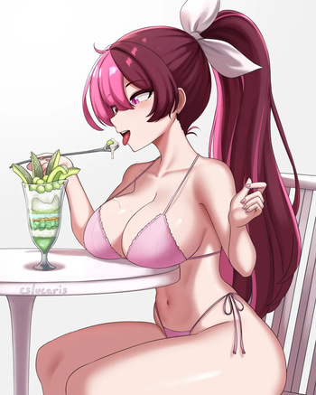 Neo enjoying her parfait cover