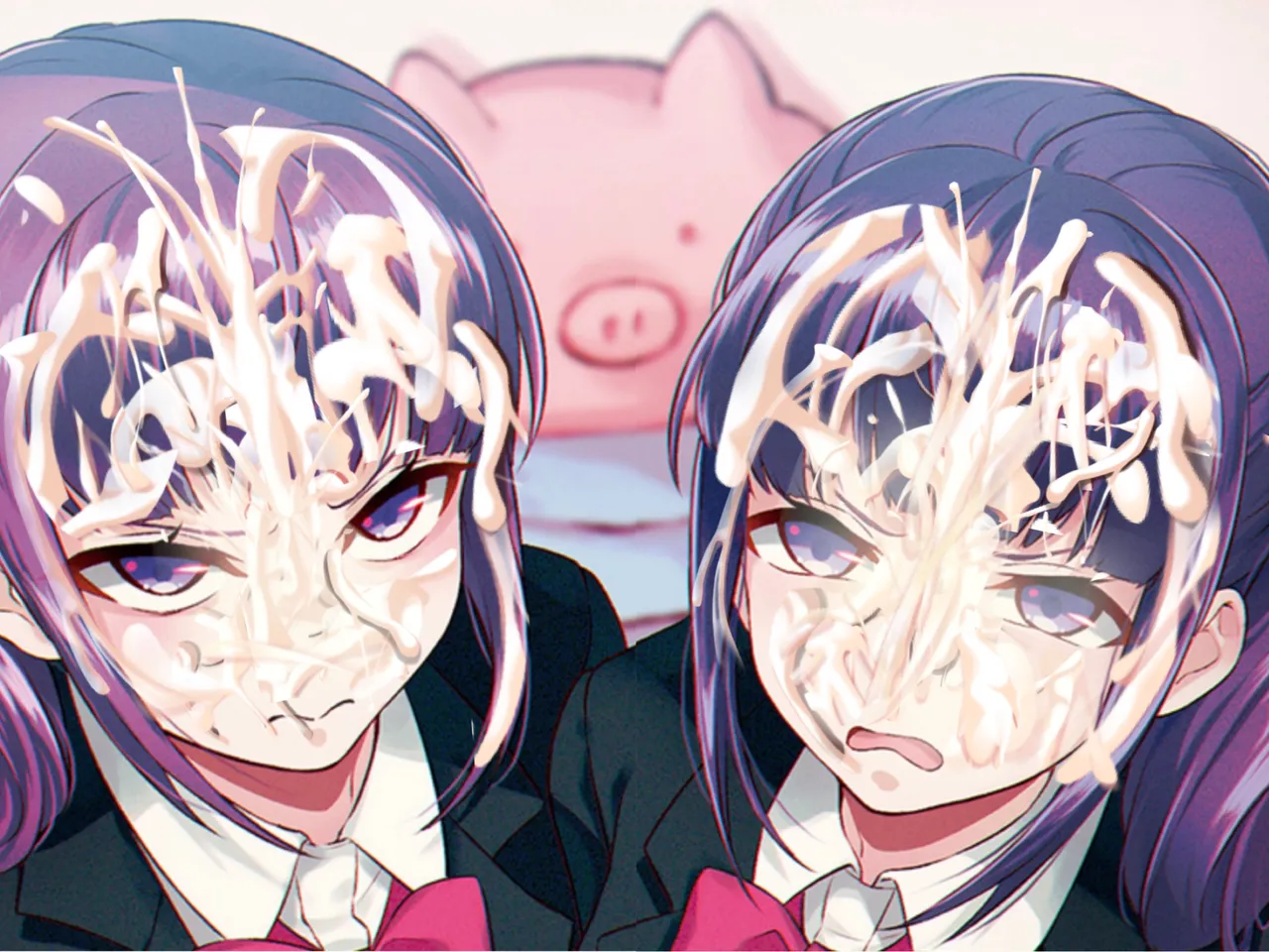 Iya na Kao Sarenagara Opantsu Misete Moraitai Facial cumshot on twin sisters page 1 full