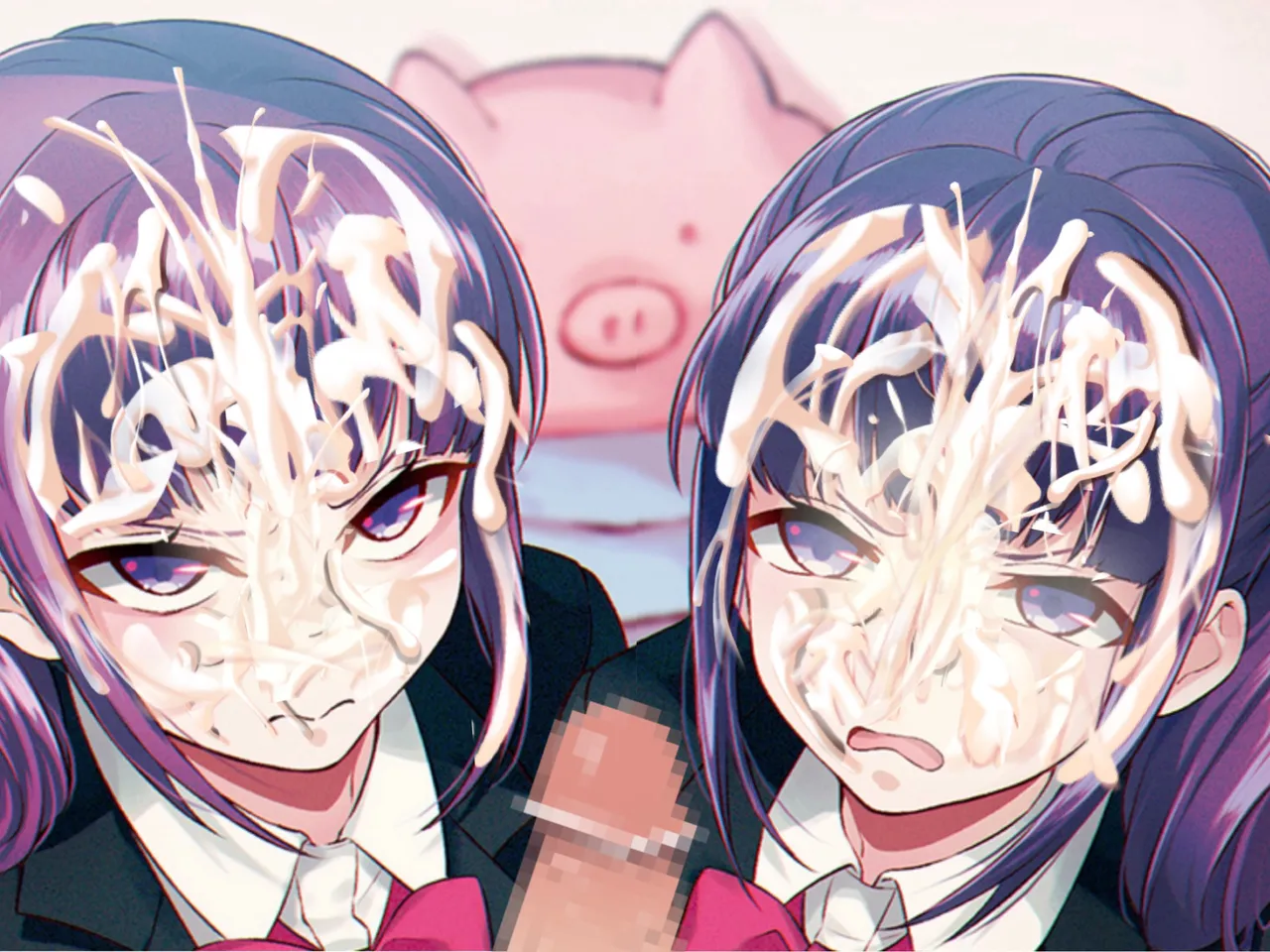 Iya na Kao Sarenagara Opantsu Misete Moraitai Facial cumshot on twin sisters page 7 full