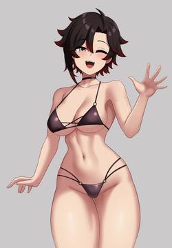 Ruby, Weiss and Neo at the beach, Futa