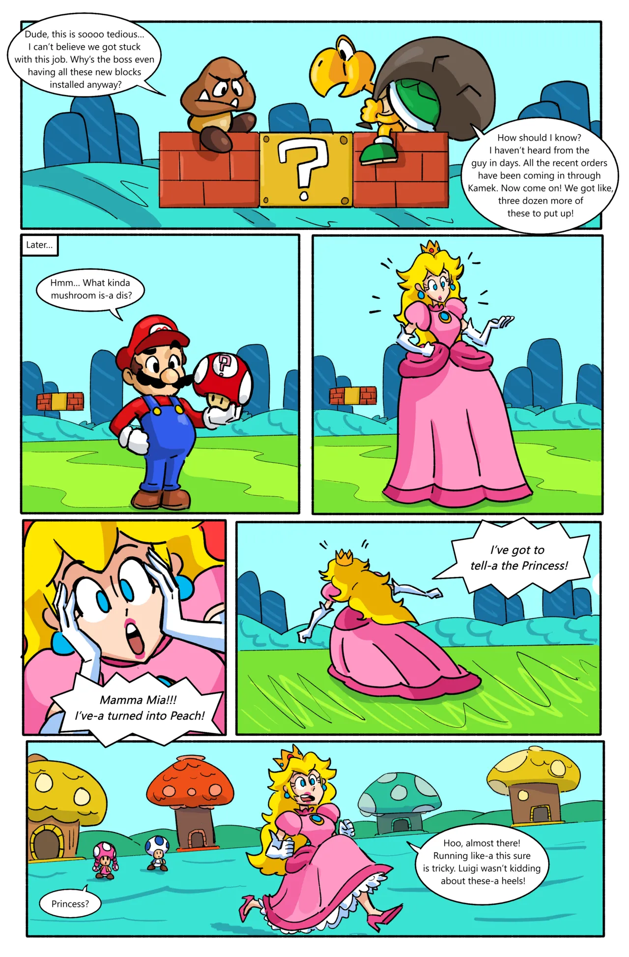Peachy Transformation comic. page 1 full