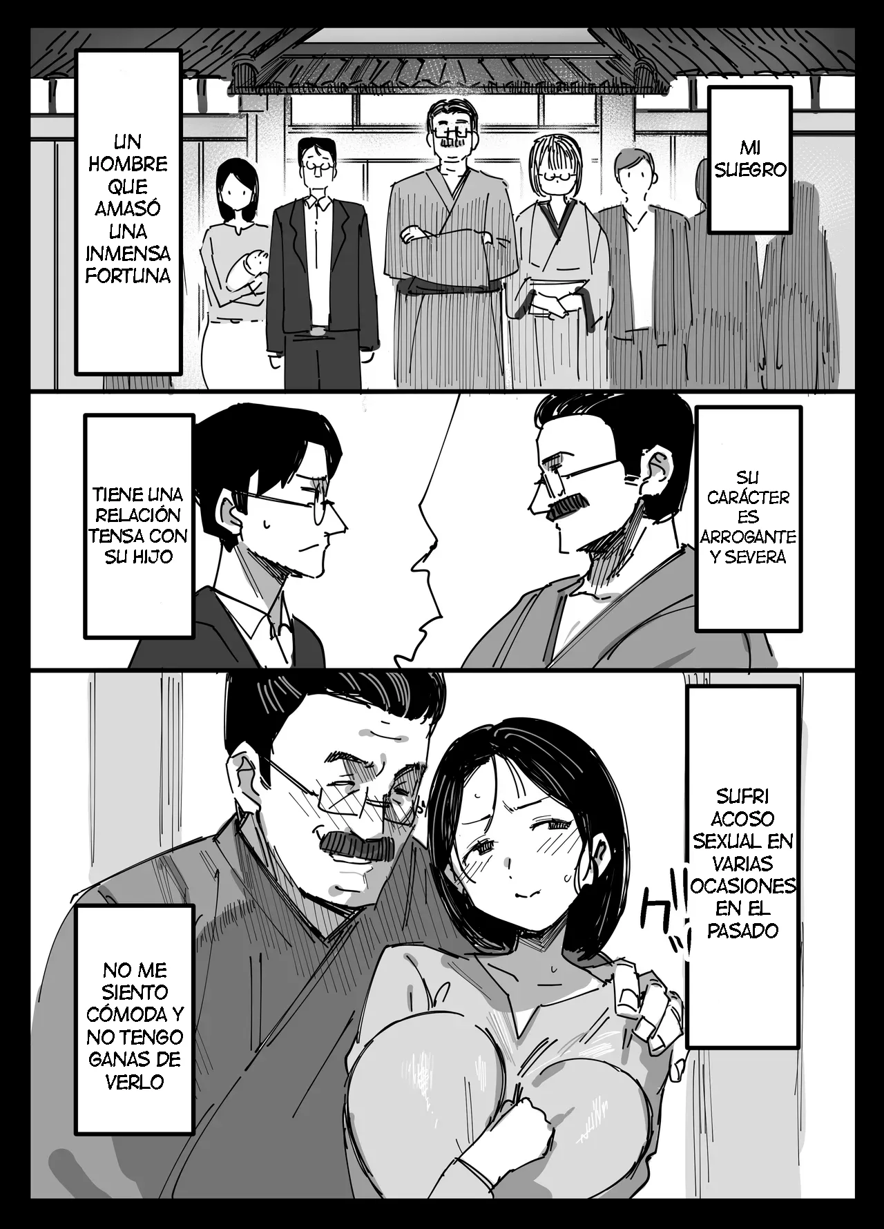Otto no Shakkin Nakadashi Hensai Gifu ni Mi o Uru Komochi Tsuma｜Una Mujer Casada Vende su Cuerpo a su Suegro page 4 full