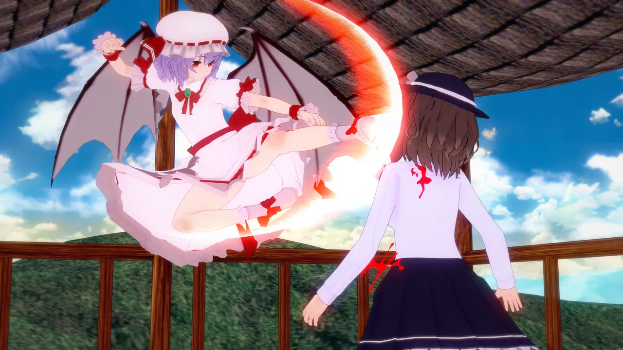 #FATALITY fatality模仿，蕾米把莲子的脖子改装成360°转炮了 - 一笑jlcsl的插画 - pixiv page 1 full