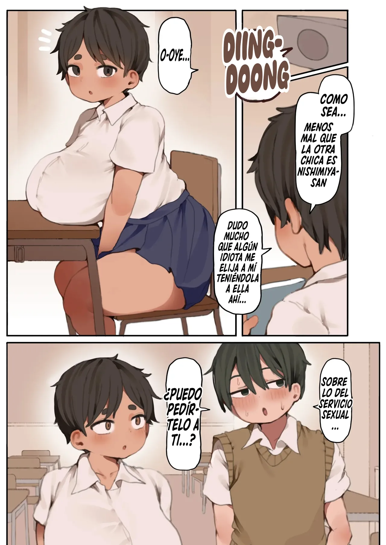 Jibun no Karada no Miryoku ni Kizuiteinai Bakunyuu Muchimuchi Doukyuusei ni Seishori Shite Morau Hanashi.｜La historia de cómo una compañera de clase curvilínea y de enormes tetas que no era consciente de su gran atractivo físico, terminó haciéndole servicios sexuales a todos los chicos de su clase. page 9 full