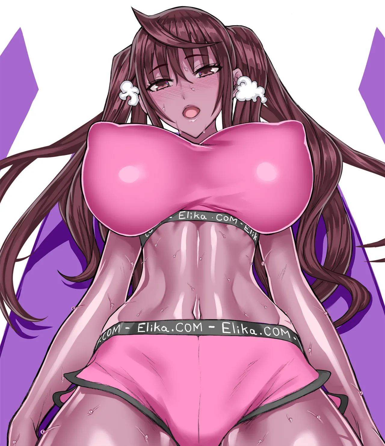 Brown-skinned Erika workout illustration page 7 full