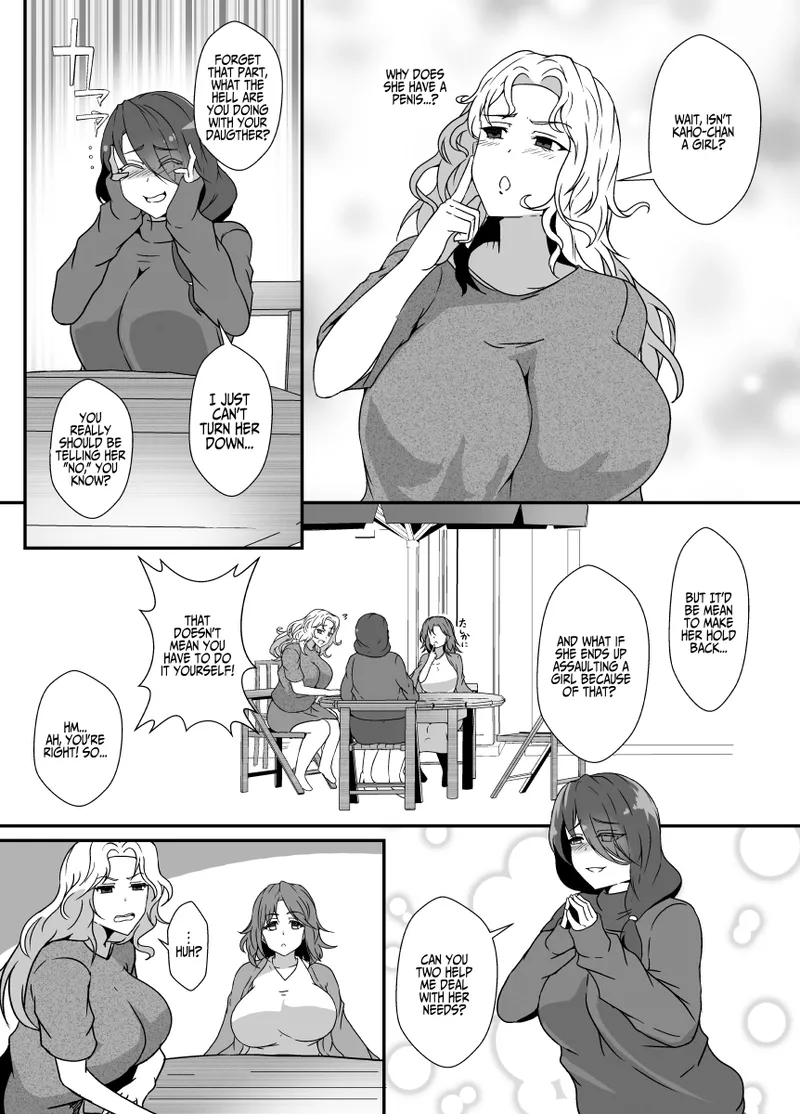 Musume ga Futanari Zetsurin nanode Mamatomo ni Seishori o Tetsudatte Morau | My Daughter Is An Insatiable Dickchick, So I Asked My Fellow Mother Friends For Some "Help" page 3 full