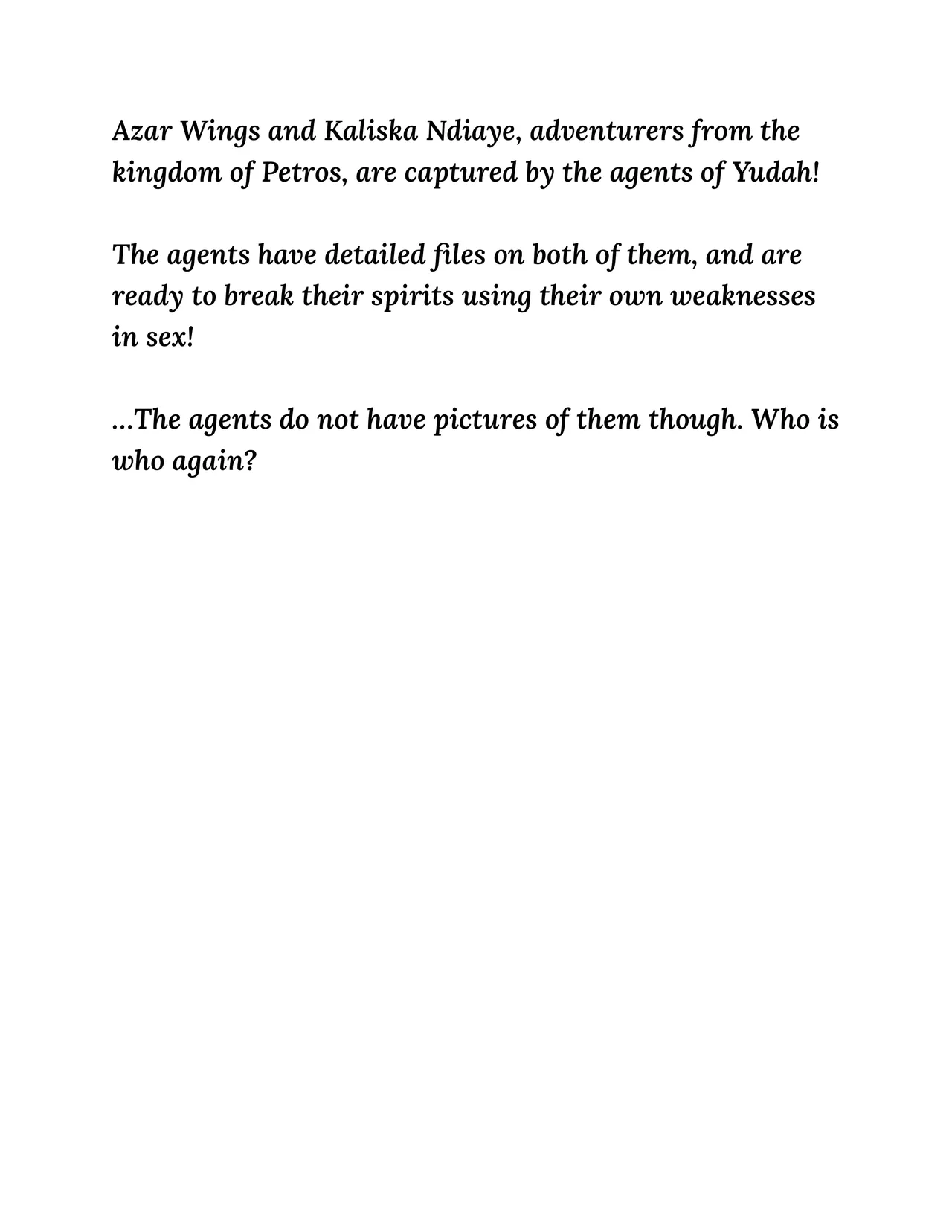 Azar / Kaliska Kidnapping! Broken Reality RPG What-If page 1 full