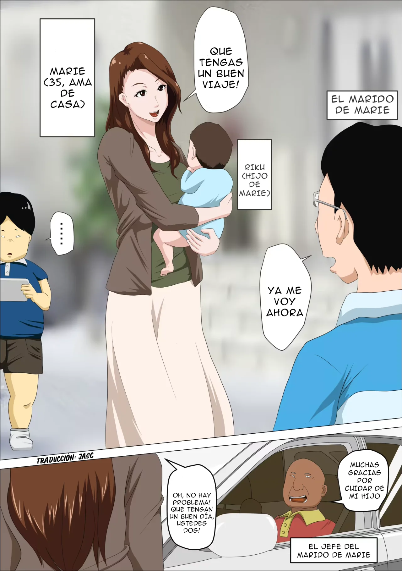 Shachou no Musuko o Azukattara Bonyuu o Suwareta Bakari ka.. ｜Cuidé al hijo del jefe y lo único que hizo fue chuparme las tetas page 2 full
