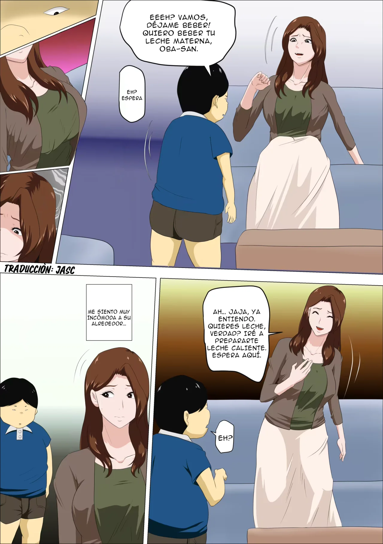 Shachou no Musuko o Azukattara Bonyuu o Suwareta Bakari ka.. ｜Cuidé al hijo del jefe y lo único que hizo fue chuparme las tetas page 7 full