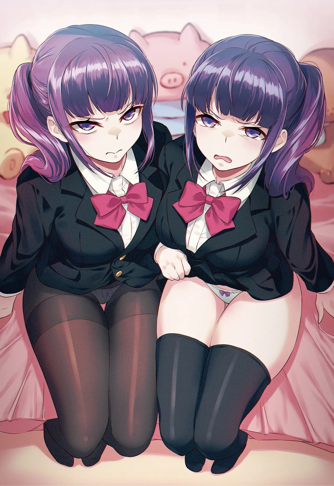 Iya na Kao Sarenagara Opantsu Misete Moraitai Facial cumshot on twin sisters page 4 full