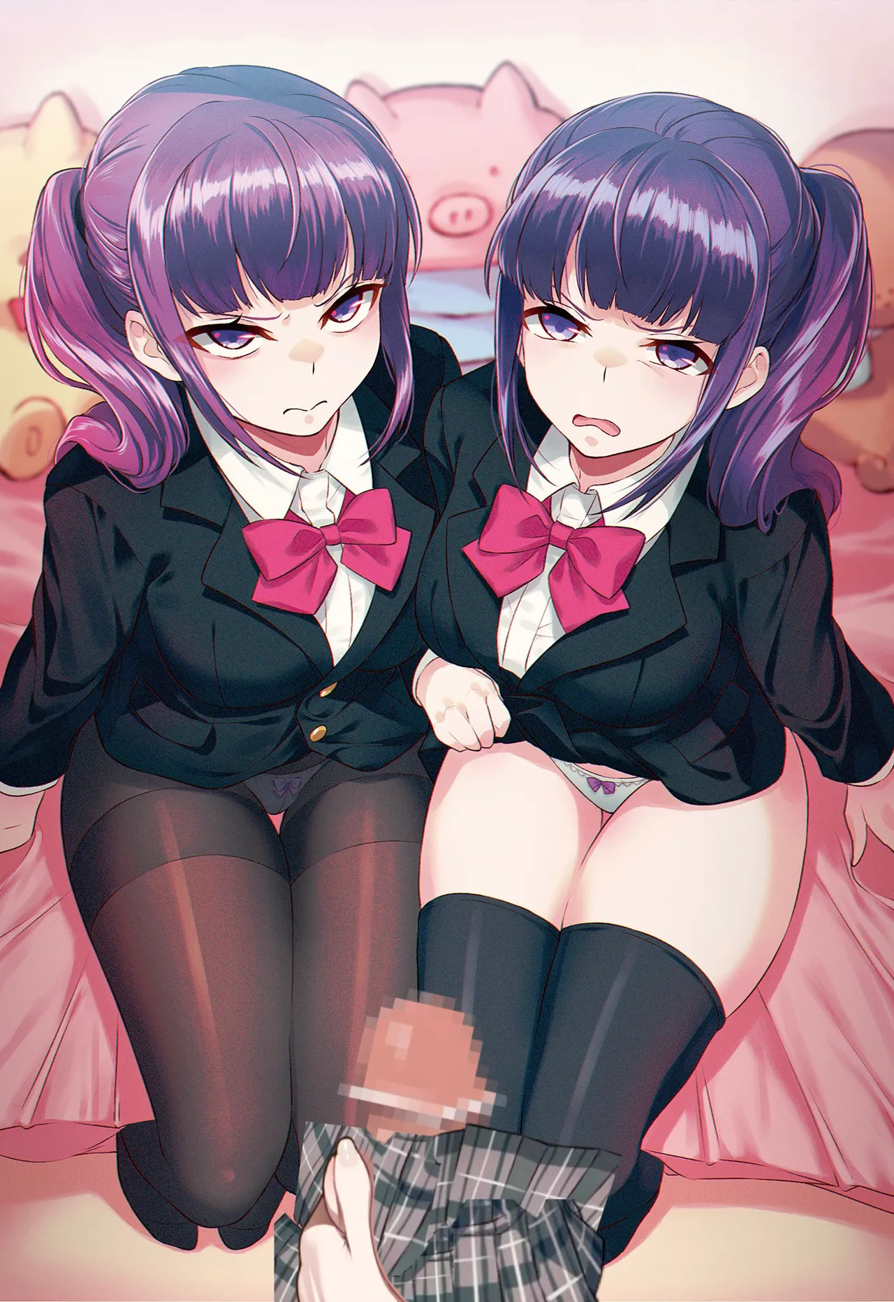 Iya na Kao Sarenagara Opantsu Misete Moraitai Facial cumshot on twin sisters page 5 full